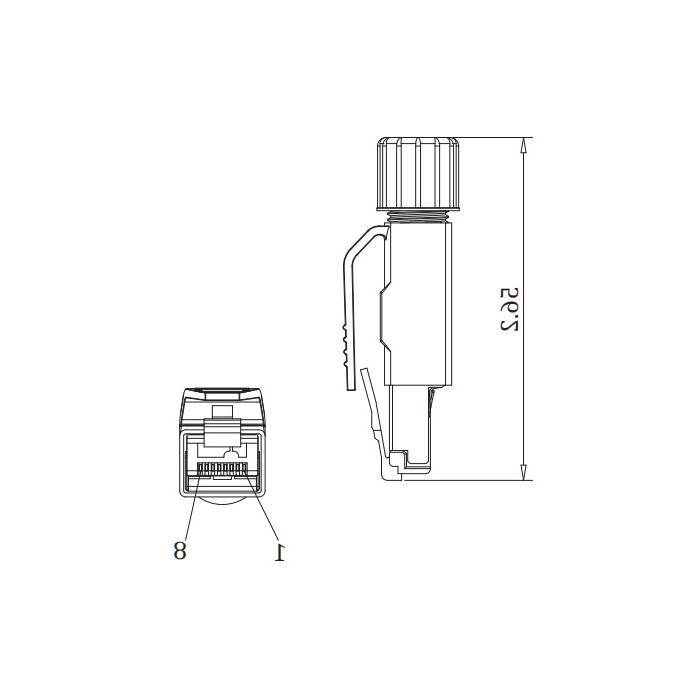 RJ45, straight male head, insulation piercing connection technology, 0CF063